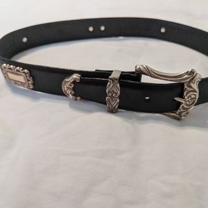 Women's Small Black and Silver Belt